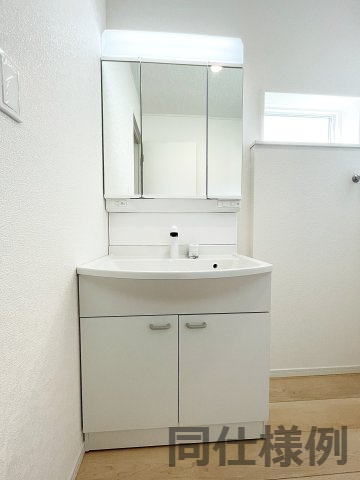 新築戸建・建売　二本松市竹田二丁目　CRADLE GARDEN　全5棟の独立洗面台|同仕様