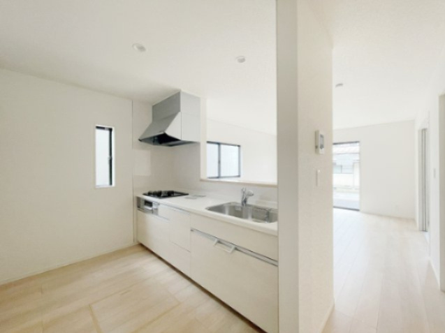 新築戸建・建売　二本松市竹田二丁目　CRADLE GARDEN　全5棟のキッチン|対面式キッチンで配膳や片付けの効率UP！