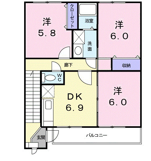 パストラル北上Ⅱの間取り