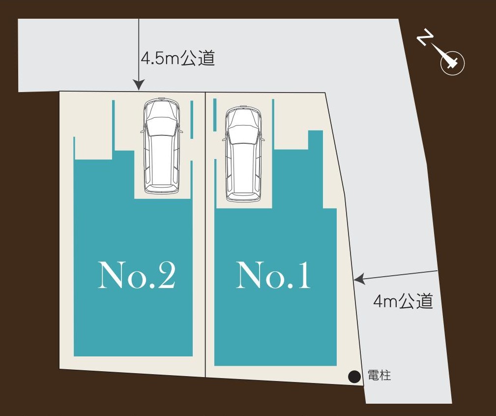 リビング吹き抜けがあり開放感のある新築住宅の区画図