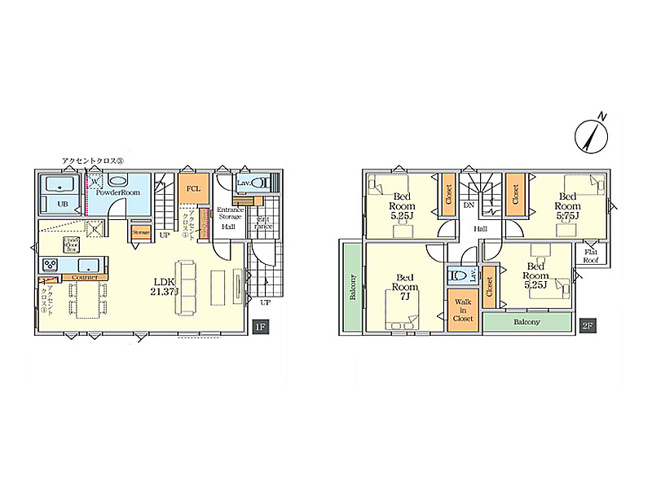 【間取り】 | 富士見市上沢3丁目　新築一戸建住宅　全1棟　(ふじみ野店) | 暮らしの中心となるLDKは21.37帖と広々！
衣類等もすっきりと収納できるファミリークロークを完備。