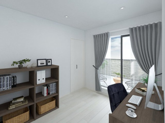 【洋室】 | 右京区嵯峨中又町 | 《3F4.1帖の洋室：ステージングイメージ》※家具・小物はCGによるインテリアイメージであり、家具の設置サイズを保証するものではございません。※家具配置はTV配線には配慮しておりません