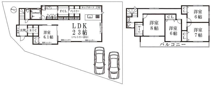 八王子市　長沼町　新築一戸建ての間取り|～南西向き5LDK　開放感のある広さ、収納豊富・全室6帖以上の快適住空間～