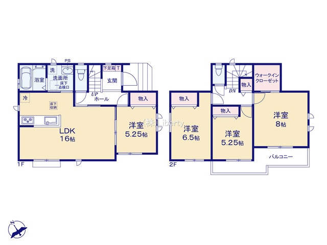 土浦市烏山4丁目　新築戸建　B号棟の間取り