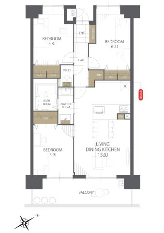 【間取り】エバーライフグランポート下関駅南壱番館 