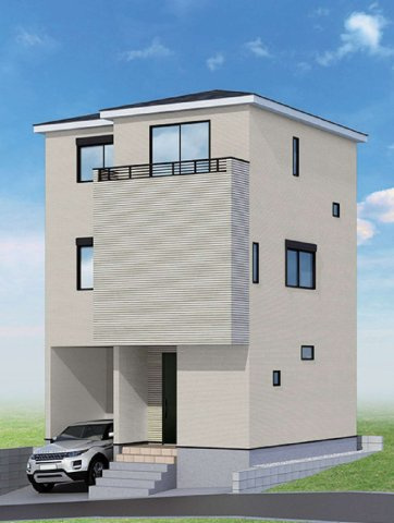 横浜市金沢区富岡西1丁目 新築戸建て【仲介手数料無料】の外観パース