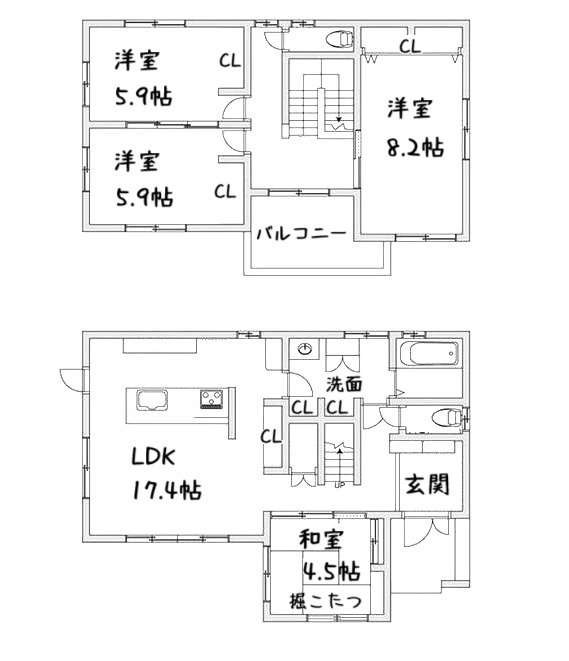 津田北町2丁目　未入居一戸建ての間取り|間取り図はいかがですか？ご希望を叶える間取りですか？リビングの広さは？水回りの位置は？カウンターキッチン？など色々な情報が集約されています。弊社では資金計画・住宅ローンなどのご相談も承っております。