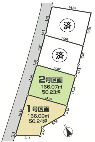 瑞穂町箱根ヶ崎　土地全４区画の区画図