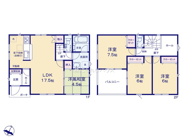 上尾市大谷本郷　第8　新築一戸建て　クレイドルガーデン　04の間取り|上尾市大谷本郷　第8-Ⅰ期　新築一戸建て　クレイドルガーデン　04、4LDK、土地面積134.15m2、建物面積97.19m2