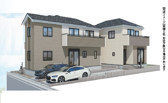 松戸市小金原４丁目　新築戸建て　全２棟の外観パース