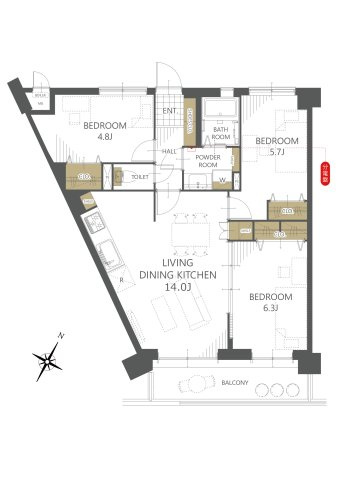 【間取り】三愛シティライフ二日市 