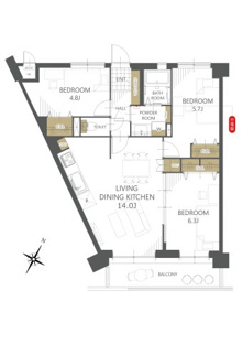 【間取り】三愛シティライフ二日市 