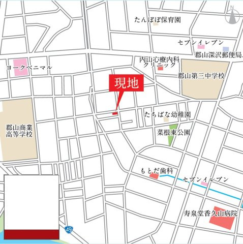 新築戸建・建売　郡山市菜根3丁目　GRAFARE　全1棟の地図|たちばな幼稚園近くで内環状線や静御前通りなどへのアクセスも良好な立地です！