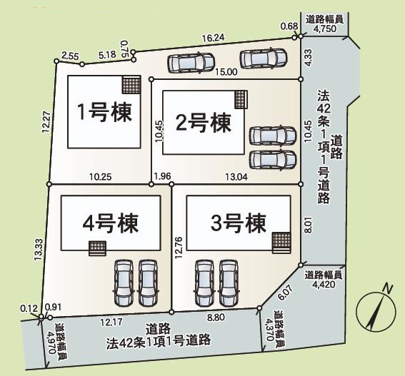 つくば市大曽根第1　新築戸建　1号棟の区画図