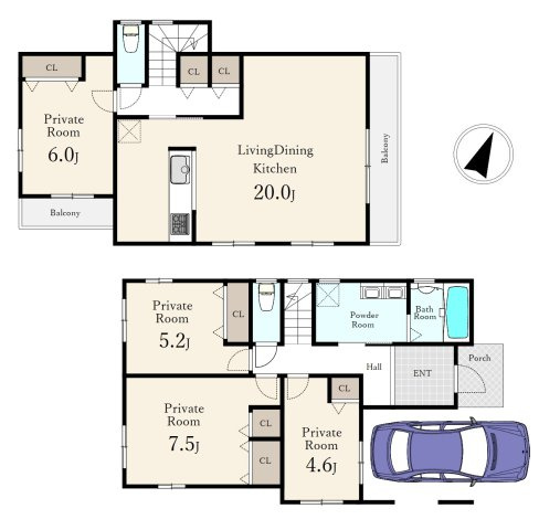 練馬区上石神井南町 限定1区画の参考プラン|建物面積114.27㎡　建物参考価格2600万円
建物ボリュームの参考にされてください