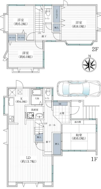 堺市美原区さつき野東　リフォーム済み4LDK戸建ての間取り