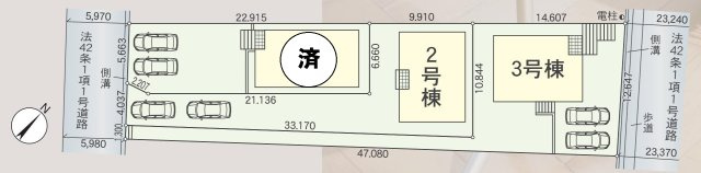刈谷市今川町三丁目208番、209番の各一部『仲介手数料無料』新築戸建て　の区画図