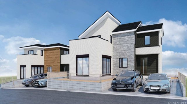 横浜市青葉区桂台1丁目 新築戸建て【仲介手数料無料】カースペース2台の外観パース