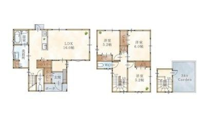 梅原6-10号　新築戸建の間取り