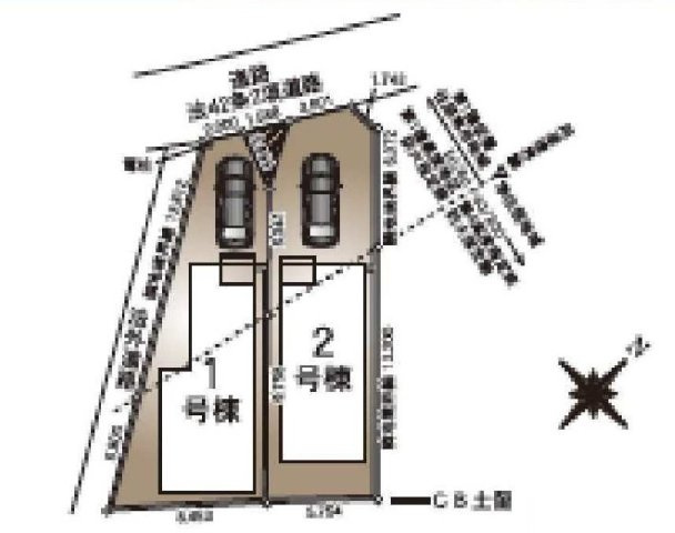 【横浜市旭区市沢町221-1全2棟新築戸建て】★仲介手数料無料★（市沢小学校・左近山中学校）の区画図