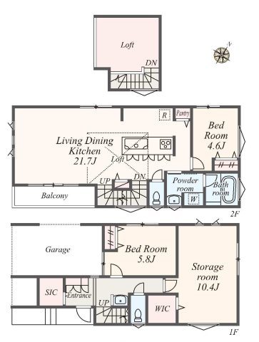 港南区港南台８丁目　新築戸建ての間取り