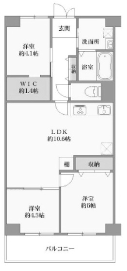【間取り】 | ユニハイム四条梅津 | 専有面積61.60㎡