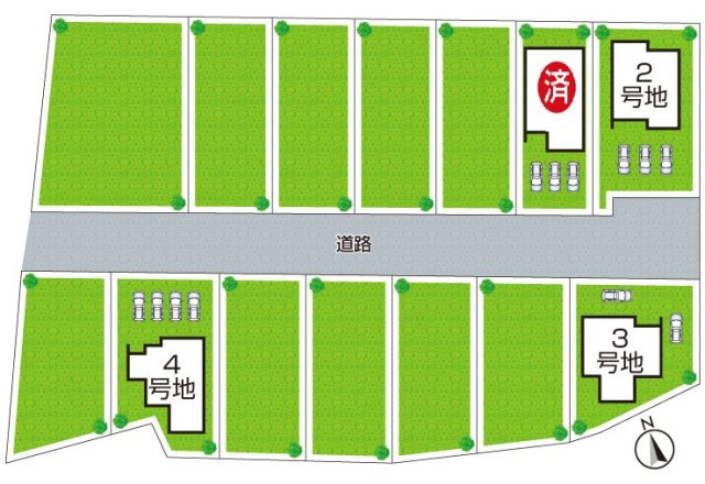 桜井市河西　新築一戸建ての区画図|全４区画