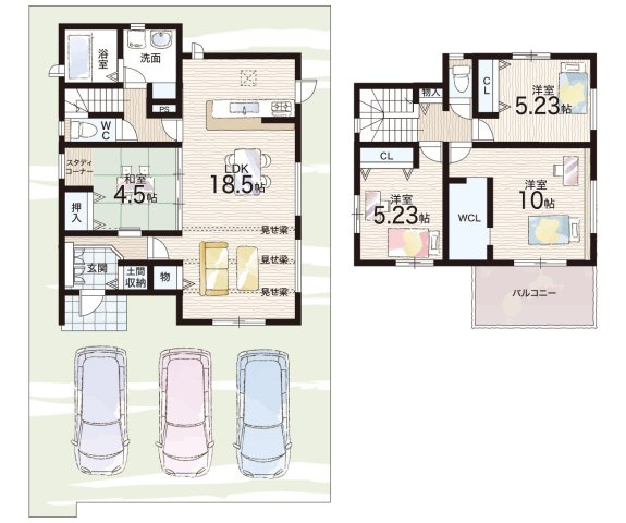 桜井市河西　新築一戸建ての間取り|2号地