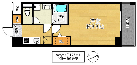 大阪市城東区諏訪４丁目の賃貸マンションの間取り