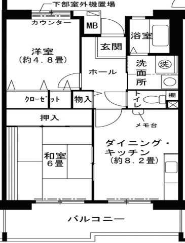 ルゼフィール名谷東２ＤＫの間取り