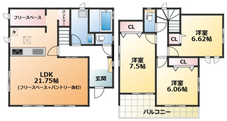 【間取り】 | ハートフルタウン宇都宮市中一の沢町1丁目157番　B号棟 | 全室南向きで陽当たりの良い間取りです