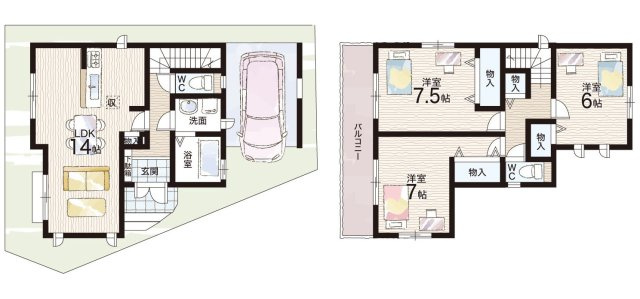 高槻市昭和台町　新築一戸建ての間取り|D号地