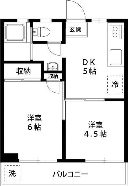 ２ＤＫタイプのお部屋です。