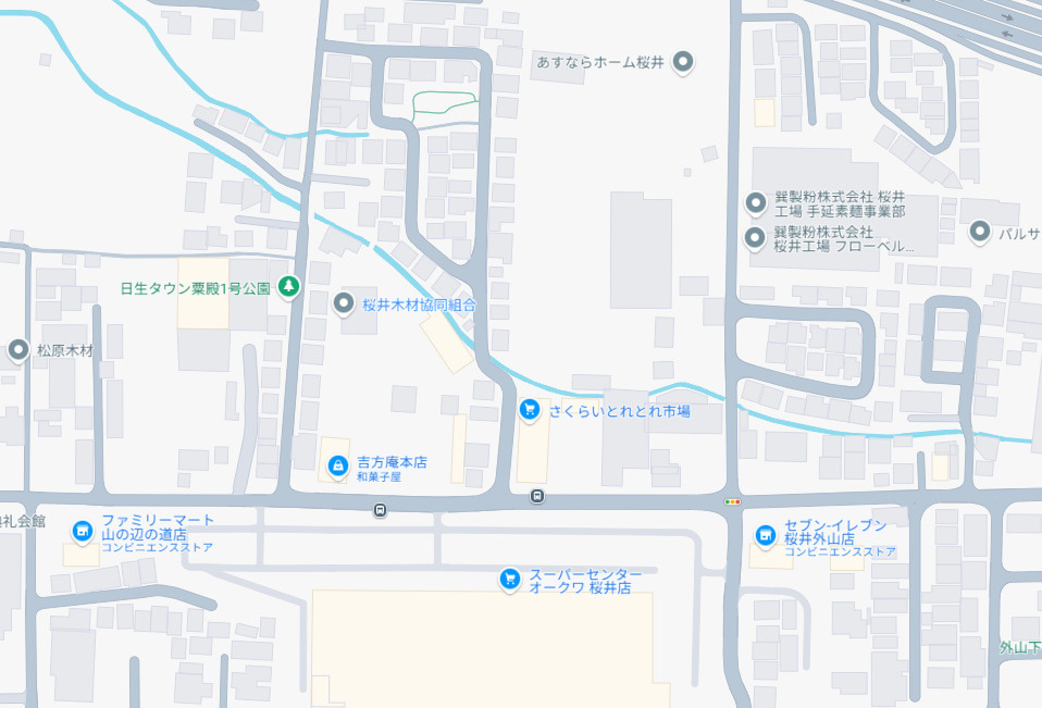 桜井市粟殿　新築一戸建ての地図