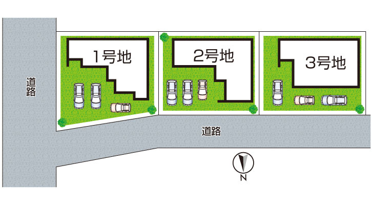 桜井市粟殿　新築一戸建ての区画図|全３区画