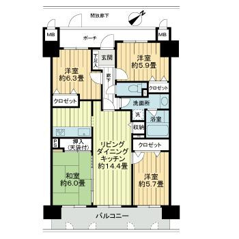 パルメゾン野間園弐番館の間取り