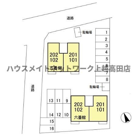 ロイヤルタウン寺町 六番館の駐車場|配置図