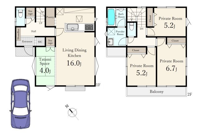 練馬区土支田1丁目 全6区画 6区画の参考プラン|6区画参考プラン　土地面積110.00㎡　建物面積90.72㎡　建物参考価格1500万円
2階建　3LDK　畳コーナ　SIC　カースペース付
土地ご購入の際のご参考にされてください