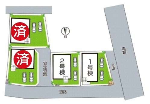 京田辺市薪天神堂　第8期　新築一戸建ての区画図|全４区画