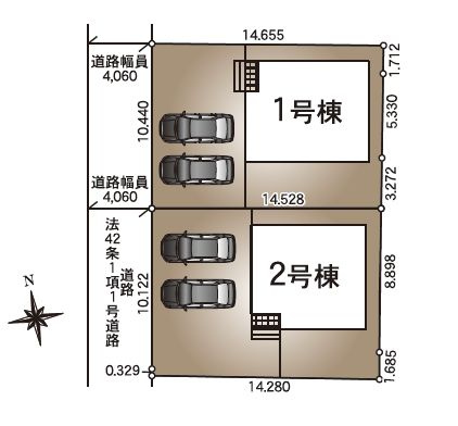 筑西市下川島　第2　1号棟の区画図