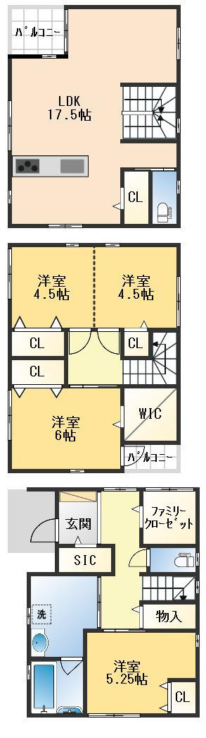豊中市服部寿町3丁目　新築戸建の間取り