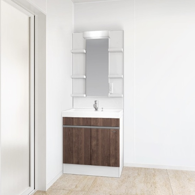  | THE NOBLES 戸畑Ⅱ | 洗面化粧台：ウッドミディアムダーク（タカラスタンダード）
※メーカー参考イメージ写真のため壁クロスや