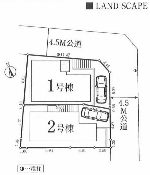 横浜市南区中里4丁目　新築戸建全2棟の区画図