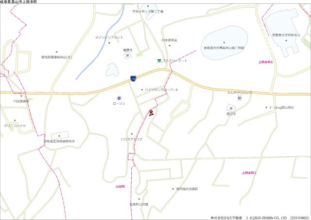 8/20新規　戸建　高山市上岡本町　1260万の地図