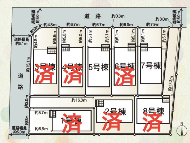静岡市葵区上伝馬　第３　新築戸建　全8棟　５号棟の地図