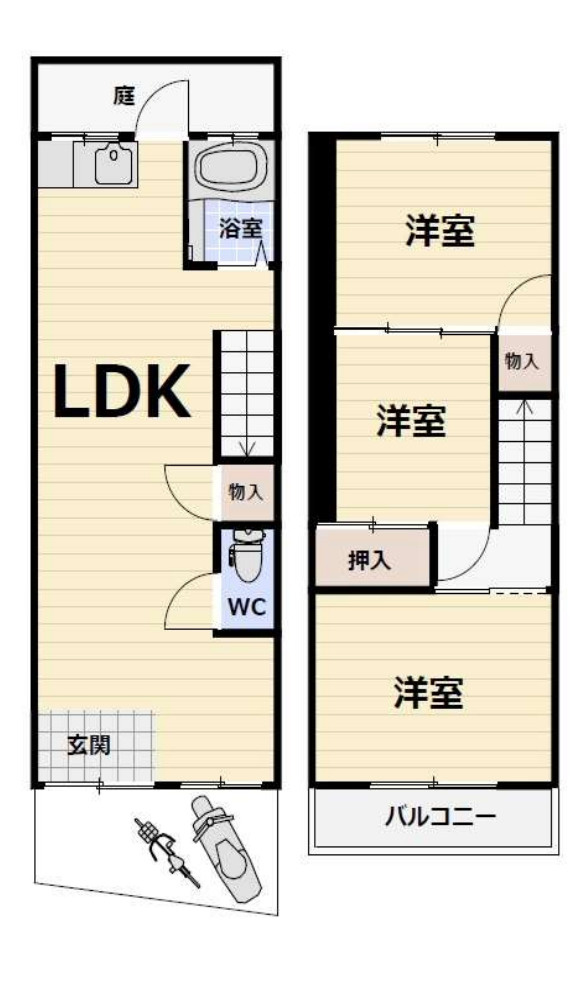堺市東区日置荘西町3丁　中古テラスハウス