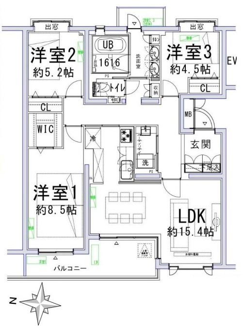 緑が丘シティハウスの間取り|緑が丘シティハウス：西向き角部屋！全居室収納・窓が付いた３ＬＤＫフルリノベーション物件です！