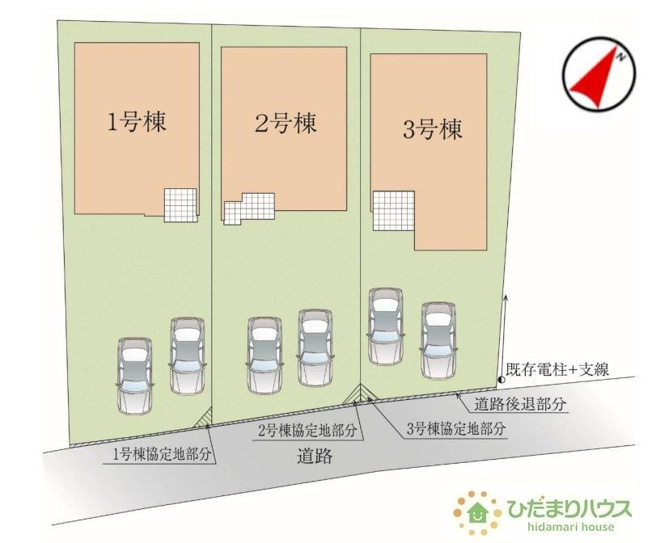 【区画図】 | 我孫子市青山2期　新築戸建　3号棟 | 時間がない時もらくらくと車の出し入れができる並列駐車場を完備！！