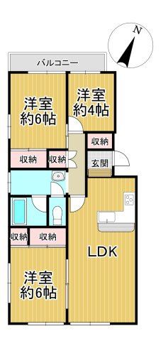 中古マンション 入間市向陽町　入間駅前プラザ6号棟の間取り