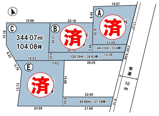 結城市結城　全4区画の区画図